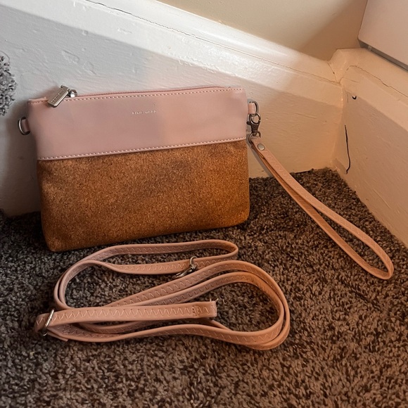 Pixie Mood Baby Pink and Cork Wristlet Purse with Removable Shoulder Strap - Picture 2 of 9